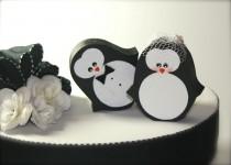 wedding photo - Penguins Wedding Cake Topper Penguin Winter Wedding