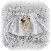 wedding photo - Linen Bag Wedding Card Bag Bride's Dollar Dance Bag Fabric Gift Bag made from Fine Vintage Linens