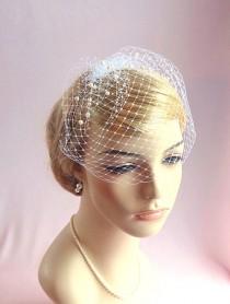 wedding photo - bridal birdcage veil with pearls, small birdcage, wedding bird cage veil, Russian veiling, ivory, beige, white, pink, silver, gold Style 612