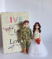 wedding photo - Army Wedding Cake Topper - :  Personalised polymer clay military couple -  approx 6." high  -  An everlasting keepsake of your special day.