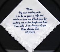 wedding photo - Embroidered Mother of the Bride Wedding Handkerchief
