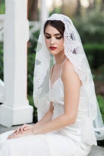 wedding photo - Leonor Veil - Mantilla Veil - Lace  Veil - Bridal Veil - Wedding Veil - Traditional Veil - Cathedral Veil - Chapel Veil - Fingertip Veil