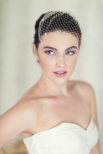 wedding photo -  Ready to Ship - Ivory Bridal Birdcage veil, Chenille Dot Blusher Birdcage Veil, Ready to Ship in 1 Week