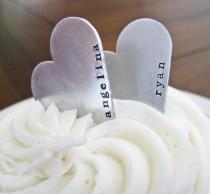 wedding photo - custom heart cake topper - personalize with your text