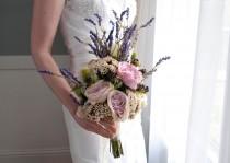 wedding photo - Bohemian Wedding Bouquet - Rose and Lavender Wedding Bouquet