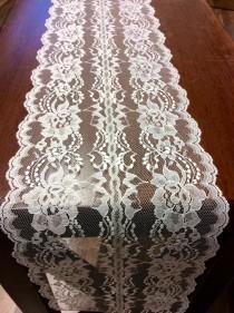 wedding photo - WEDDING DECOR/White Lace Table Runner, 5ft-10ft x 8in Wide, Wedding Decor, Lace Table Overlay/Tabletop Decor/Summer finds/Etsy trends