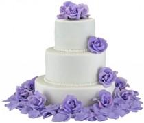 wedding photo - Lavender Silk Rose Cake Flowers