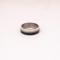 wedding photo - turquoise mens ring mens wedding band wood and antler with titanium and turquoise