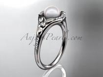 wedding photo -  14kt white gold diamond floral wedding ring, engagement ring AP126