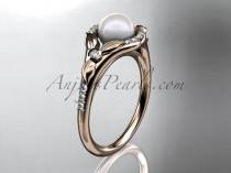 wedding photo -  14kt rose gold diamond floral wedding ring, engagement ring AP126