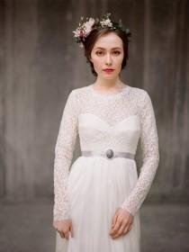 wedding photo - Rufina // Long sleeve lace wedding dress - Bohemian wedding dress - Rustic wedding dress - Modest wedding dress