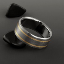 wedding photo -  Titanium Gold Wedding Band, Yellow Rose or White Gold Ring, Mens Titanium Ring, Womens Band, Engagement Ring, Gold Band, Flat Profile Ring
