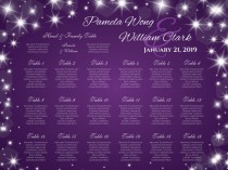 wedding photo -  DIY Printable Wedding Seating Chart | PDF file | 18 x 24 Wedding Seating Chart - New Years Heaven Sparkles Purple - EMAIL Delivery