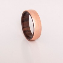wedding photo - mens wedding ring copper ring with inner wood band any wood