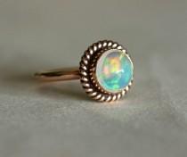 wedding photo - Proposal ring - 14K Rose Gold Opal ring - Opal Ring - Engagement ring - Artisan ring - October birthstone - Bezel ring - Gift for her