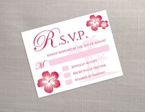 wedding photo -  DIY Printable Wedding RSVP Template | Editable MS Word file | 5.5 x 4.25 | Instant Download | Hawaii Dark Coral Pink