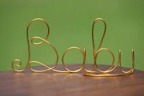 wedding photo - Gold Wire Baby Cake Toppers - Baby shower decorations- Bridal Shower - Rustic Country Chic Wedding