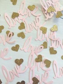 wedding photo - Blush Pink and Gold Glitter Confetti 
