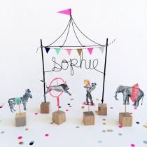wedding photo - Personalized Circus Cake Topper