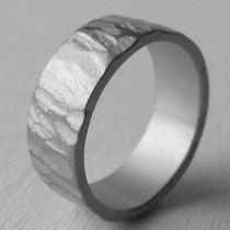 wedding photo - Men's Aluminum Wide Textured Wedding Ring 10th Anniversary