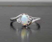 wedding photo - White Opal Ring, Silver Lab Opal Ring, Opal Wedding Band, Womens Opal Wedding Ring, Opal Engagement Ring, Promise Ring for Her