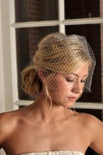 wedding photo - Wedding Veil - Birdcage Veil with Swarovski Crystals - Ivory, White or Black