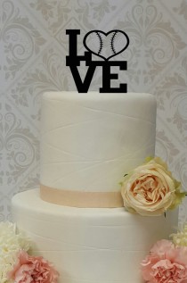 wedding photo -  Baseball Theme Love Cake Topper Wedding Grooms Cake