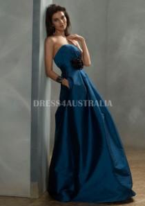 wedding photo -  Buy Australia Peacock Blue Ball Gown Strapless Taffeta Flower Detail Accent Floor Length Bridesmaid Dresses by JLM jh5186 at AU$144.74 - Dress4Australia.com.au
