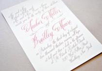 wedding photo - Coral Wedding Invitations, Calligraphy, Coral, Wedding Invitations, Calligraphy Wedding Invitations