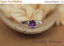 wedding photo - ON SALE Purple Amethyst Statement Solitaire in Sterling - Silver Bold Artisan Amethyst Engagement Ring or Promise Ring - February Birthstone