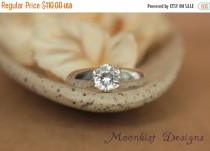 wedding photo - ON SALE Bold White Sapphire Solitaire Engagement Ring or Promise Ring in Sterling - Silver Artisan Solitaire with 6 mm Stone - Diamond Alter