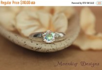 wedding photo - ON SALE Opalescent Topaz Artisan Solitaire Engagement Ring in Sterling - Silver Rainbow Promise Ring or Commitment Ring - Diamond Alternativ