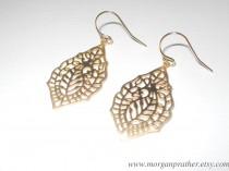 wedding photo - Paisley Pendant Dangle Earrings in Gold