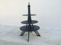 wedding photo - Eiffel Tower cupcake stand all black