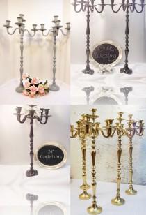 wedding photo - 10 Wedding Candle Candelabra 5 arm Shabby Candle Holder 26" tall MADE TO ORDER