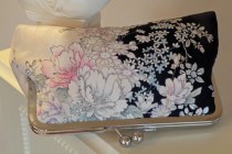 wedding photo -  Vintage Silk Kimono Fabric Clutch/Purse/Bag..Bridal Wedding Gift..Cherry Blossoms..Orchids..Rose..Midnight Blue/Ivory..Wrap/Shawl..Birthday