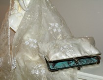 wedding photo -  Embroidered Silk Organza Clutch/Purse/Bag..Hands Free Bridal/Wedding..off white Floral/Beads..See Shrug/Wrap/Shawl...Evening Party
