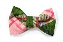 wedding photo - 50% off SALE Men College green and pink bowtie - Baby, toddler boys tie Kids Clip-On Bow Tie