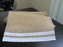 wedding photo - Simple Lace & Burlap Table Runner - Wedding / Event Supplies