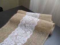 wedding photo - Burlap and Lace Table Runner - Wedding / Event Supplies