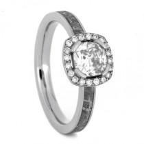 wedding photo -  Moissanite Ring with Diamond Accents and Meteorite in Palladium