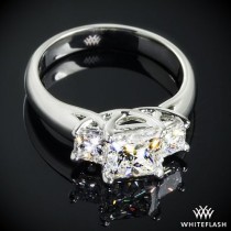 wedding photo - Platinum "Trellis" 3 Stone Engagement Ring For Princess (0.50ctw Princess Side Stones Included)