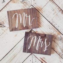 wedding photo - Mr and Mrs Sweetheart Table Signs, Rustic Wooden Wedding Signs, Photo Prop Signs, Bridal Gift Signs, The Paper Walrus