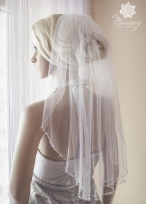 wedding photo - 1layer or 2 layers beaded edging wedding veil, sparkle white, ivory, white, bridal veils, italian illusion tulle