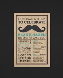 wedding photo - Printable Bachelor Party Invitation - Mustache - The Biko Collection