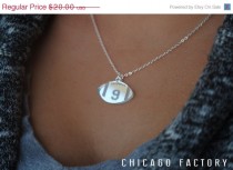 wedding photo - Custom Football Necklace with any number mirrored acrylic by Chicago Factory- (S099)
