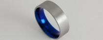 wedding photo - Wedding Band , Titanium Ring , Apollo Band in Nightfall Blue with Comfort Fit