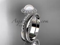 wedding photo -  14kt white gold diamond wedding ring, engagement set AP379S