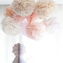 wedding photo - 16 mixed sizes Tissue paper  PomPoms - pick your colors - wedding party decorations - pom poms - birthday set