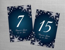wedding photo -  DIY Printable Wedding Table Number Template | Editable MS Word file | 4 x 6 | Instant Download | Winter White Snowflakes Dark Turquoise
